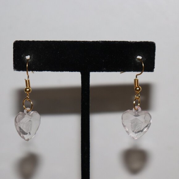 Clear Heart Dangle Earrings | 1.5" Hook | NWOT | Lightweight & Elegant - Picture 1 of 4